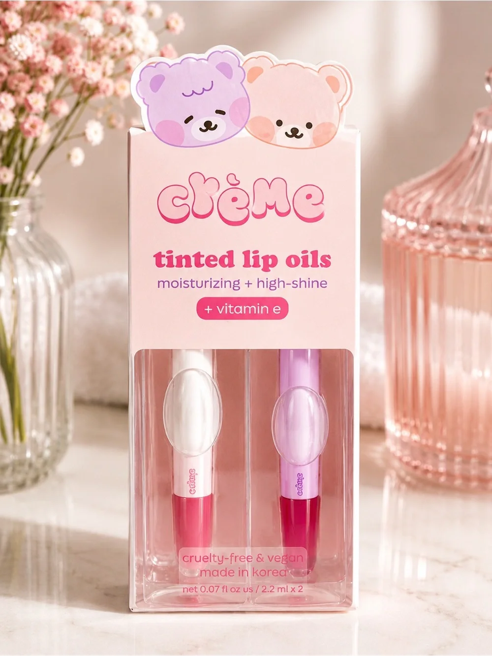 The Crème Shop Boba Bears High-Shine Tinted Lip Oil Duo